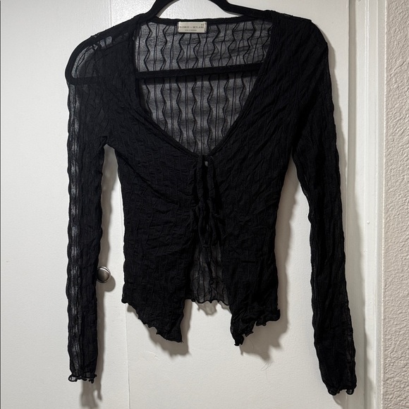 frankee&skylarr Tops - Frankee&Skylarr Black Sheer Women's front tie Blouse